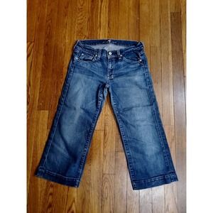 Seven 7 Womens Sz 27 X 21 Mid Rise Dark Wash Capri Jean Denim Stretch